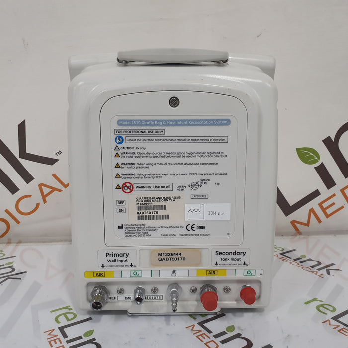 GE Healthcare Giraffe 1510 Bag & Mask Infant Resuscitation System