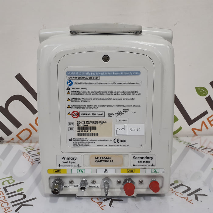 GE Healthcare Giraffe 1510 Bag & Mask Infant Resuscitation System