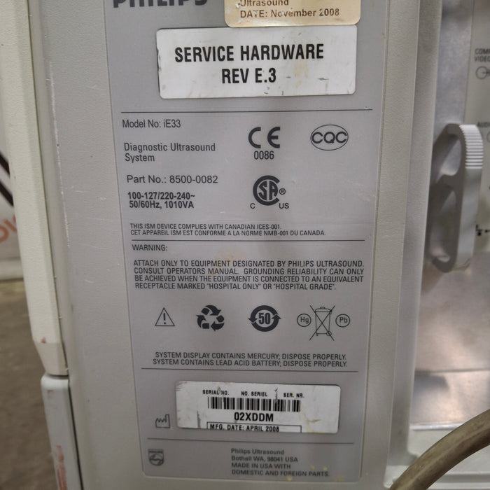 Philips IE33 A-E Cart Ultrasound