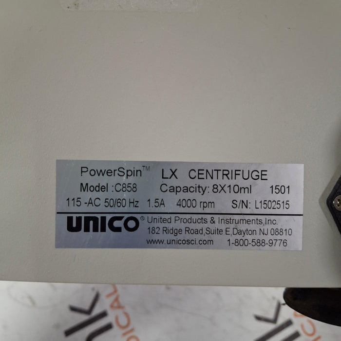 Unico Unico C858 PowerSpin LX Centrifuge Centrifuges reLink Medical
