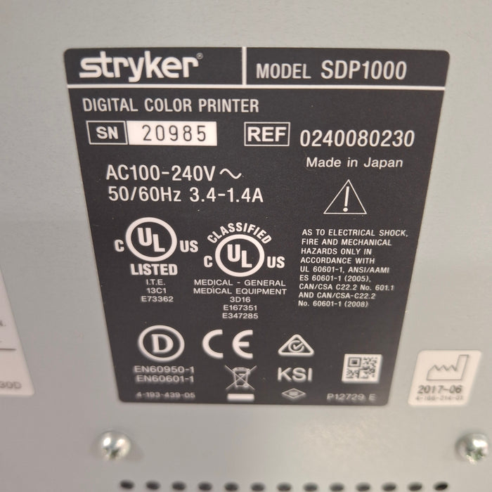 Stryker Stryker SDP1000 Digital Color Printer Rigid Endoscopy reLink Medical