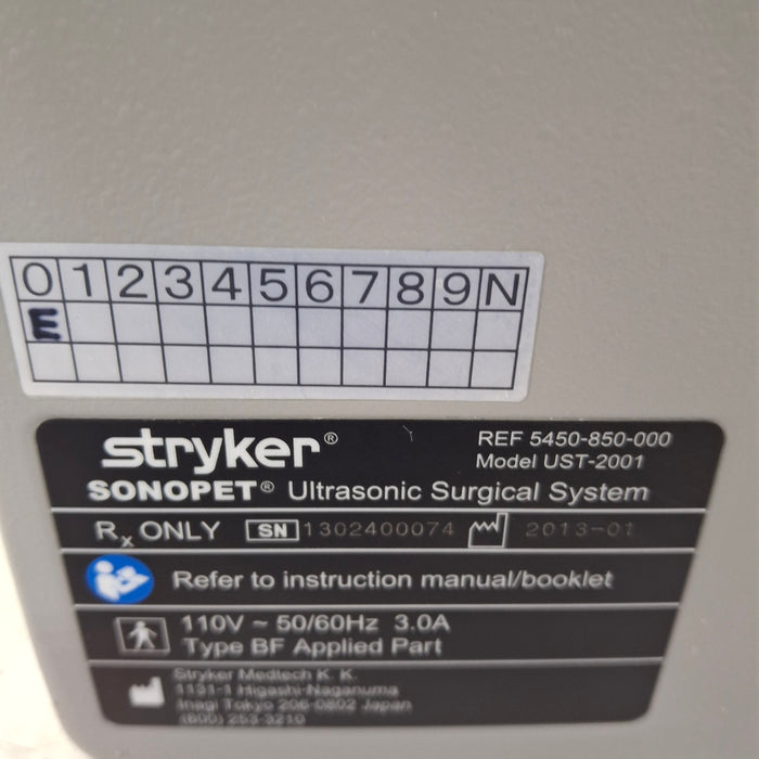 Stryker SonoPet Omni UST-2001 Ultrasonic Surgical System