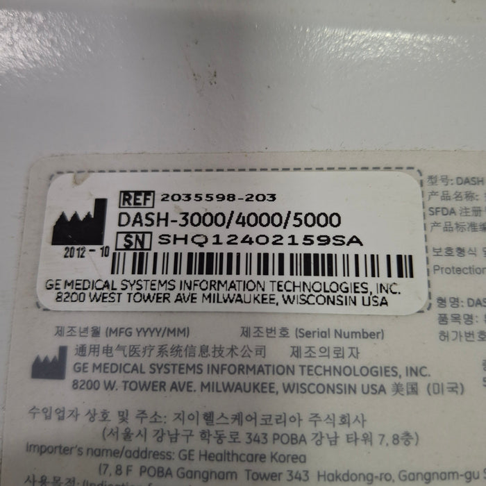 GE Healthcare Dash 4000 - GE/Nellcor SpO2 Patient Monitor