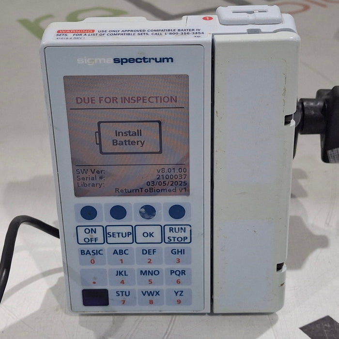 Baxter Sigma Spectrum 8.01.00 w/o Battery Infusion Pump