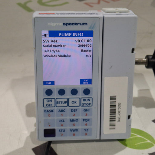 Baxter Baxter Sigma Spectrum 8.01.00 w/o Battery Infusion Pump Infusion Pump reLink Medical