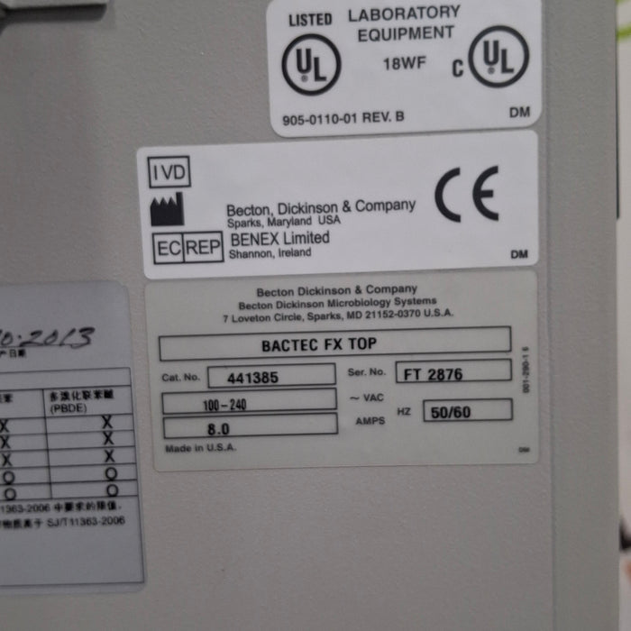 Becton Dickinson Bactec FX Blood Culture System