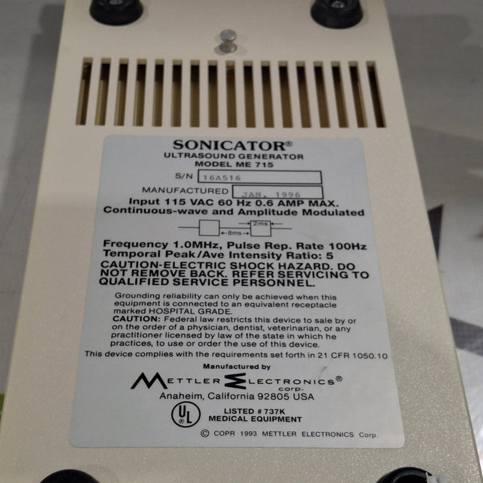 Mettler Electronics Sonicator 715 Hand-Held Ultrasound