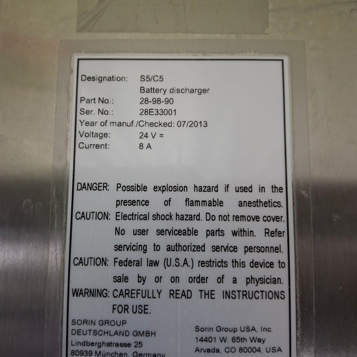Sorin Group USA, Inc. S5/C5 Battery Discharger