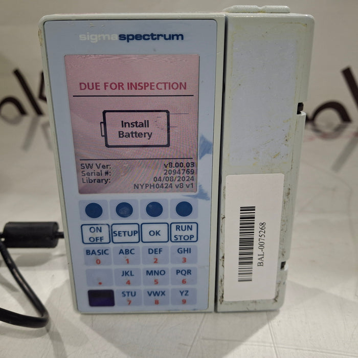 Baxter Sigma Spectrum 8.00.03 w/o Battery Infusion Pump