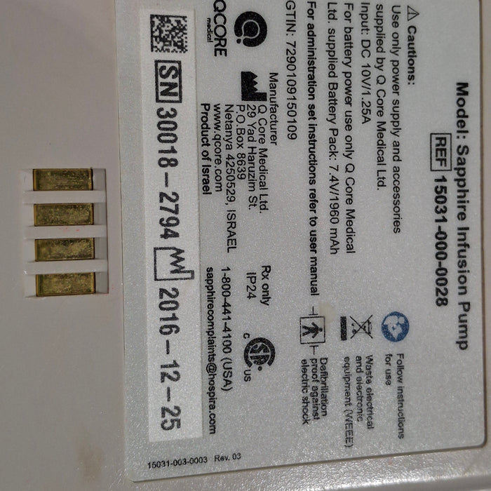 QCore Medical QCore Medical Sapphire Multi-Therapy Infusion Pump Infusion Pump reLink Medical
