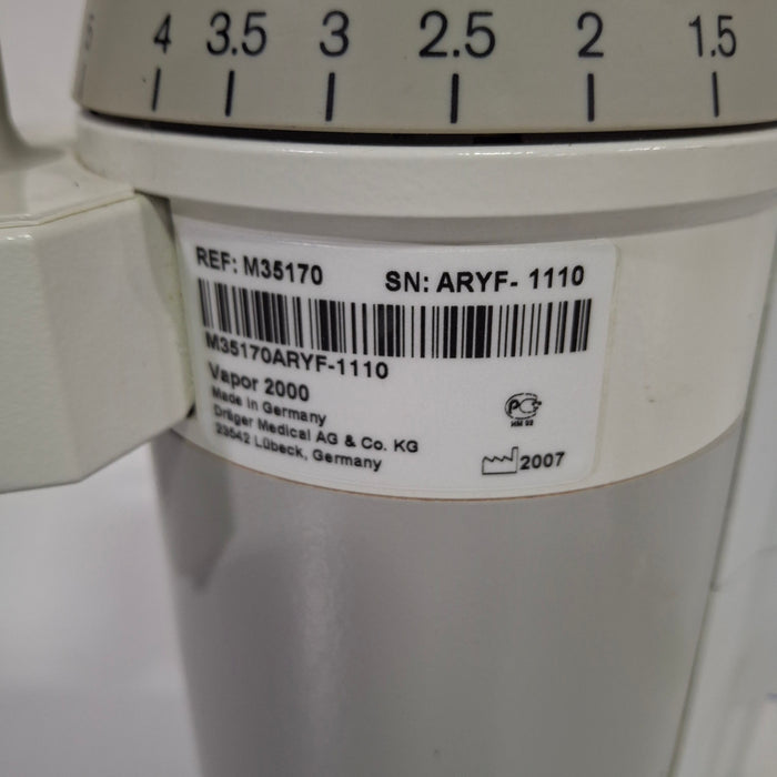 Draeger Medical Draeger Medical Vapor 2000 Sevoflurane Vaporizer Anesthesia reLink Medical