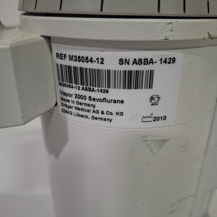 Draeger Medical Draeger Medical Vapor 2000 Sevoflurane Vaporizer Anesthesia reLink Medical