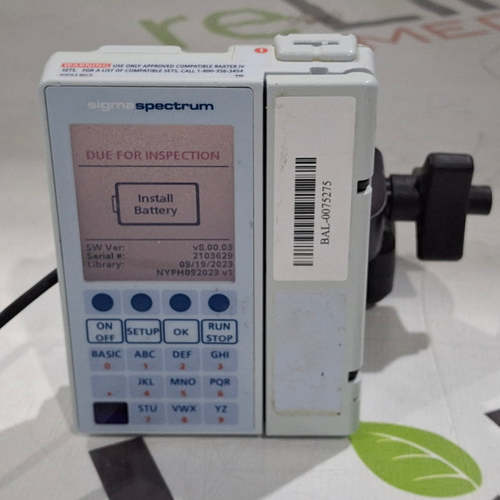 Baxter Sigma Spectrum 8.00.03 w/o Battery Infusion Pump