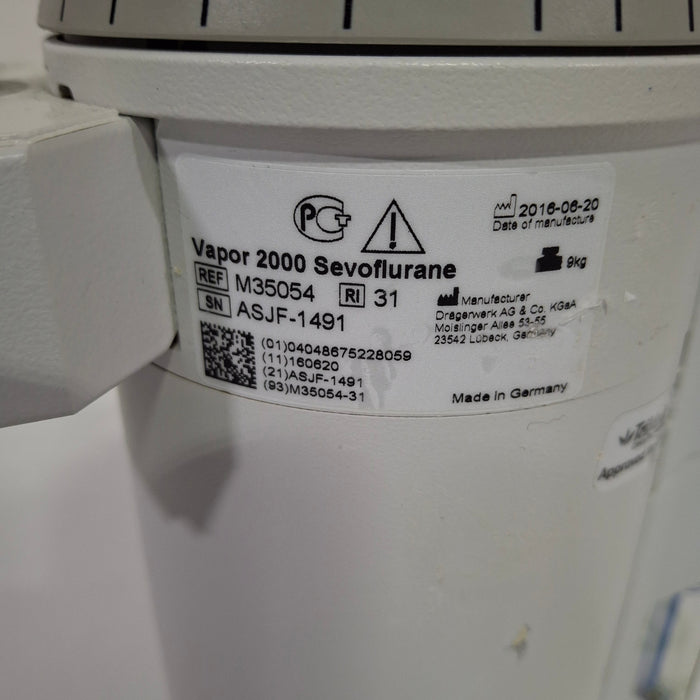 Draeger Medical Draeger Medical Vapor 2000 Sevoflurane Vaporizer Anesthesia reLink Medical