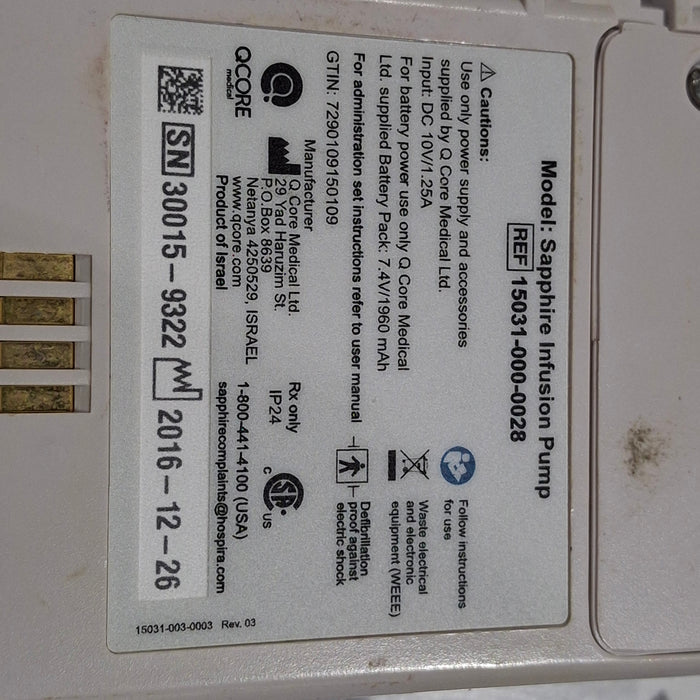 QCore Medical QCore Medical Sapphire Multi-Therapy Infusion Pump Infusion Pump reLink Medical