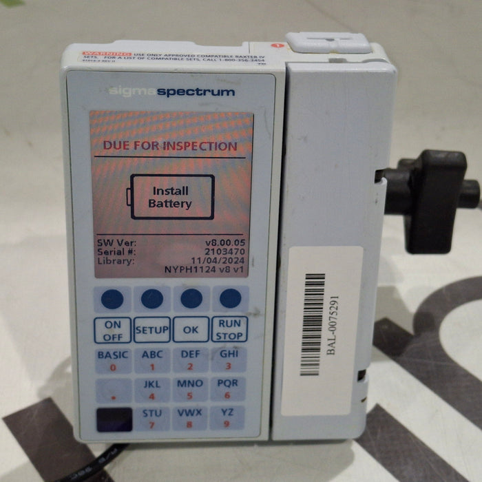 Baxter Sigma Spectrum 8.00.05 w/o Battery Infusion Pump