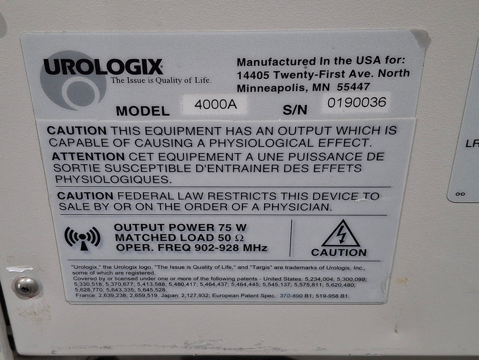 Urologix, Inc. Targis 4000A Urological Cooled Thermotherapy System