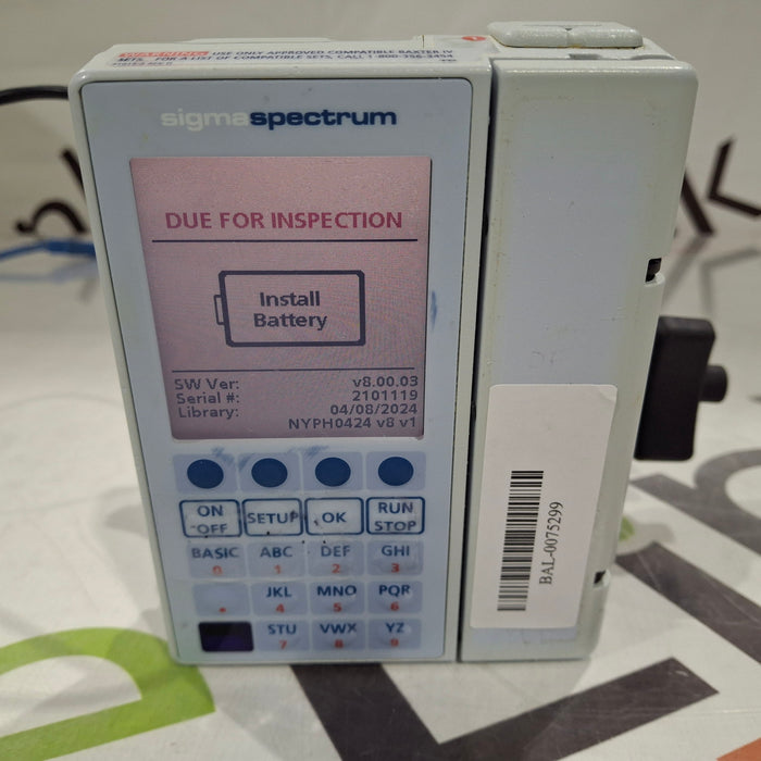 Baxter Sigma Spectrum 8.00.03 w/o Battery Infusion Pump