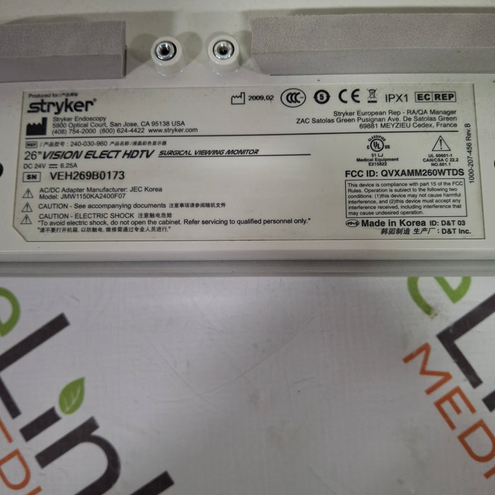 Stryker 26" Vision Elect HD Flat Panel Monitor