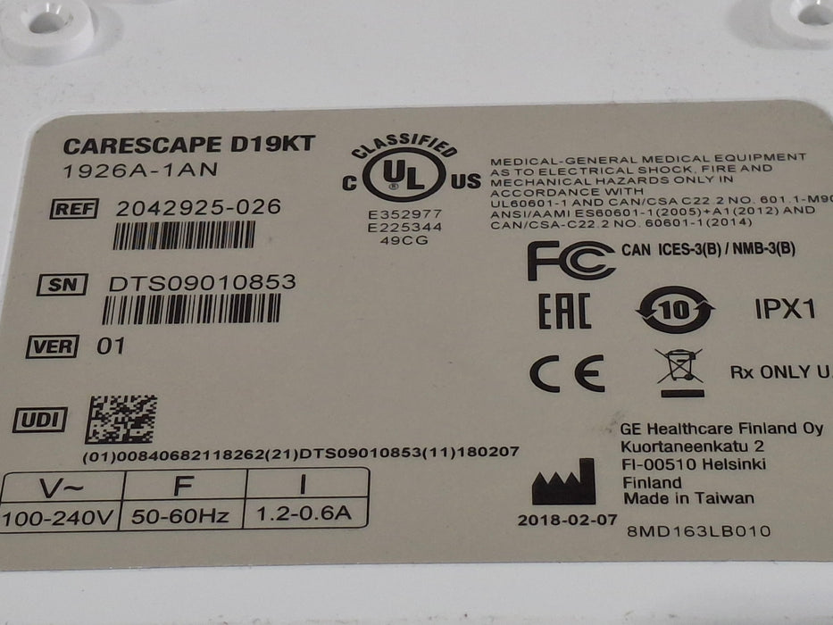 GE Healthcare GE Healthcare D19KT Display Patient Monitors reLink Medical