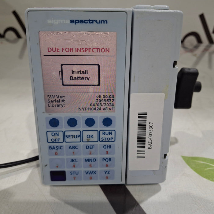 Baxter Sigma Spectrum 8.00.04 w/o Battery Infusion Pump
