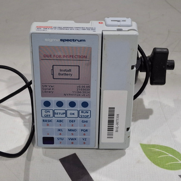 Baxter Baxter Sigma Spectrum 8.00.05 w/o Battery Infusion Pump Infusion Pump reLink Medical