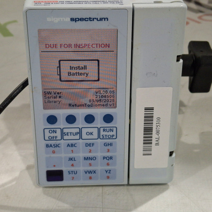 Baxter Baxter Sigma Spectrum 8.00.05 w/o Battery Infusion Pump Infusion Pump reLink Medical