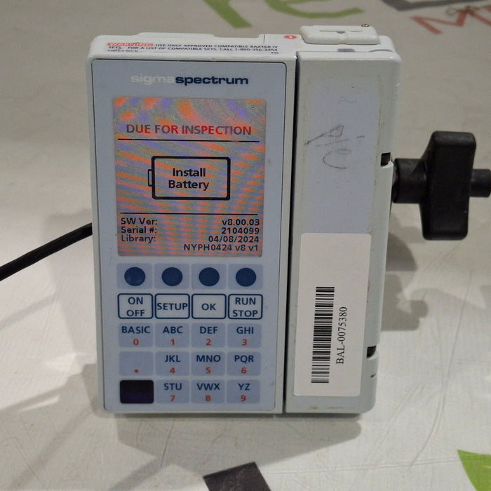 Baxter Sigma Spectrum 8.00.03 w/o Battery Infusion Pump