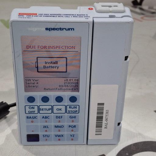 Baxter Baxter Sigma Spectrum 8.01.00 w/o Battery Infusion Pump Infusion Pump reLink Medical
