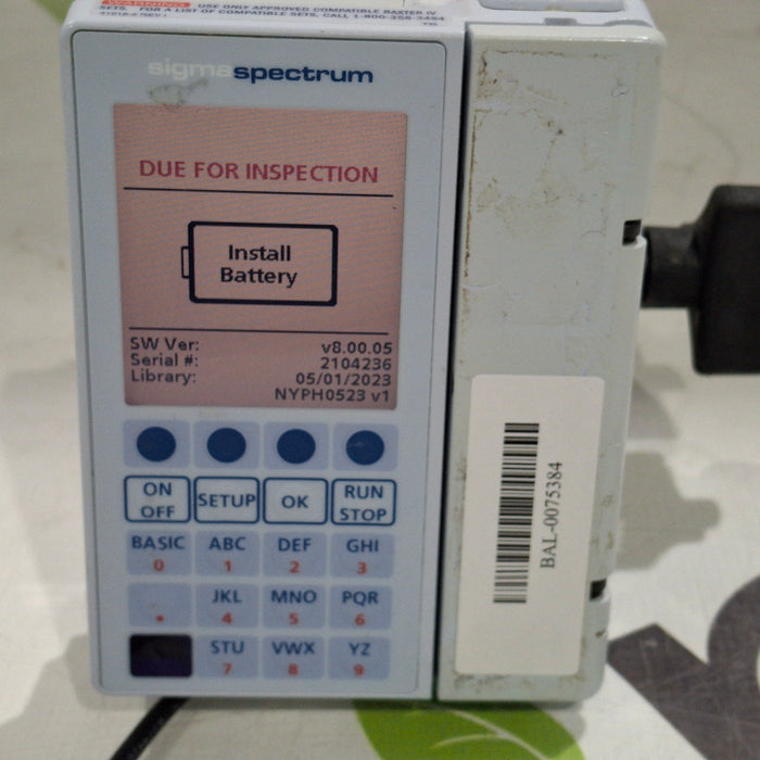 Baxter Sigma Spectrum 8.00.05 w/o Battery Infusion Pump