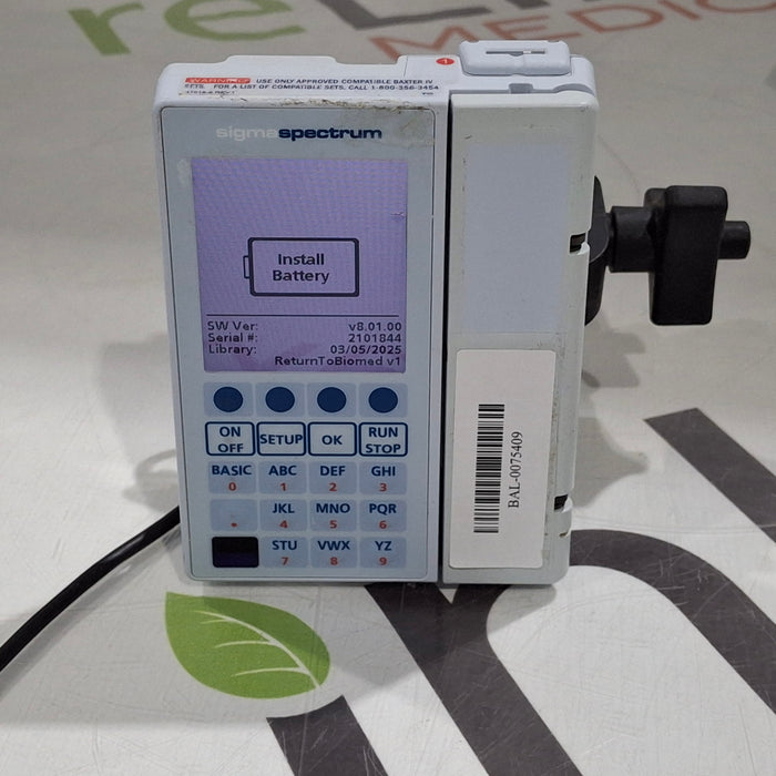 Baxter Baxter Sigma Spectrum 8.01.00 w/o Battery Infusion Pump Infusion Pump reLink Medical