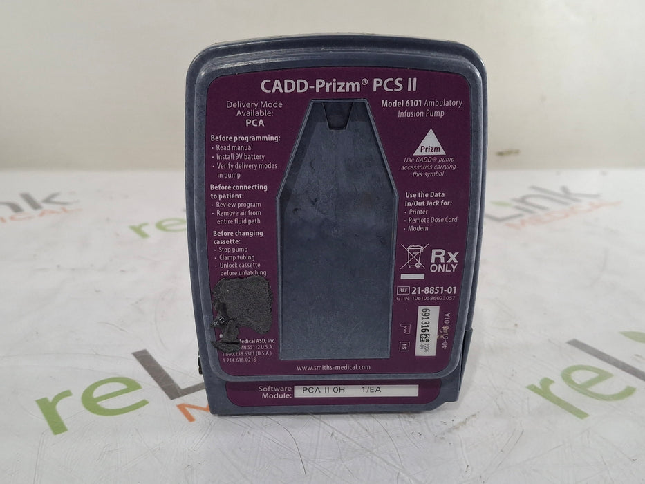 Smiths Medical Smiths Medical CADD Prizm PCS II 6101 Ambulatory Infusion Pump Infusion Pump reLink Medical