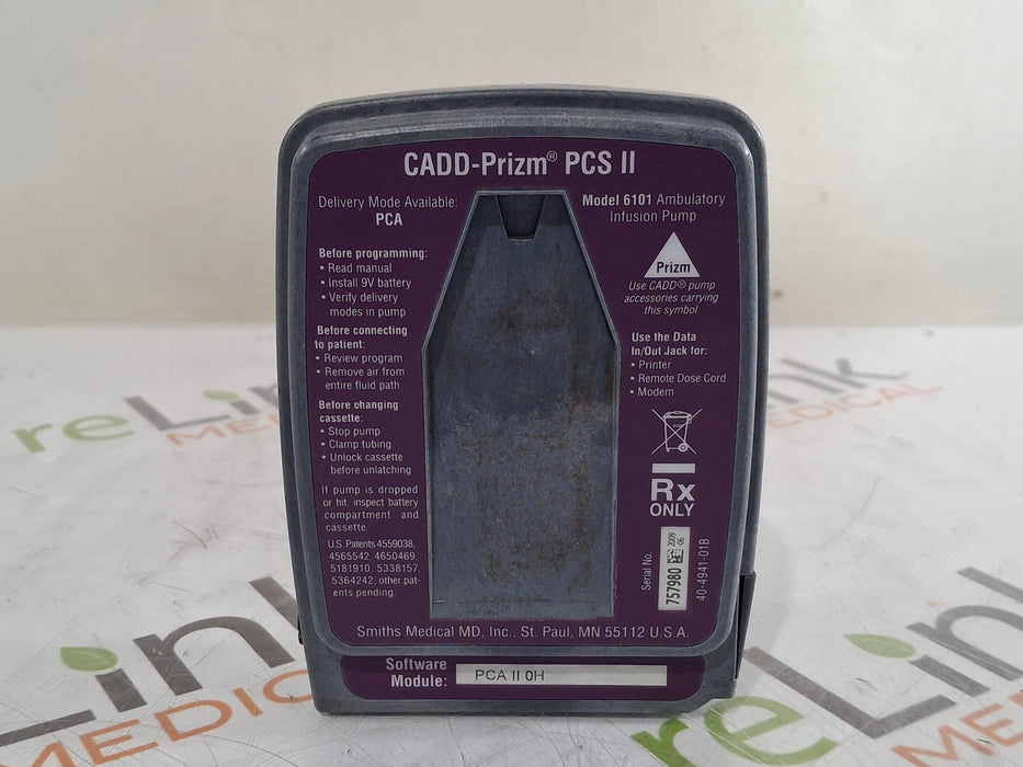 Smiths Medical Smiths Medical CADD Prizm PCS II 6101 Ambulatory Infusion Pump Infusion Pump reLink Medical