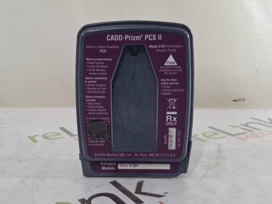 Smiths Medical Smiths Medical CADD Prizm PCS II 6101 Ambulatory Infusion Pump Infusion Pump reLink Medical