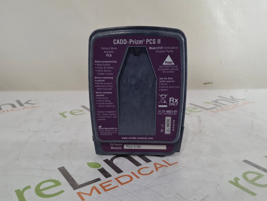 Smiths Medical Smiths Medical CADD Prizm PCS II 6101 Ambulatory Infusion Pump Infusion Pump reLink Medical