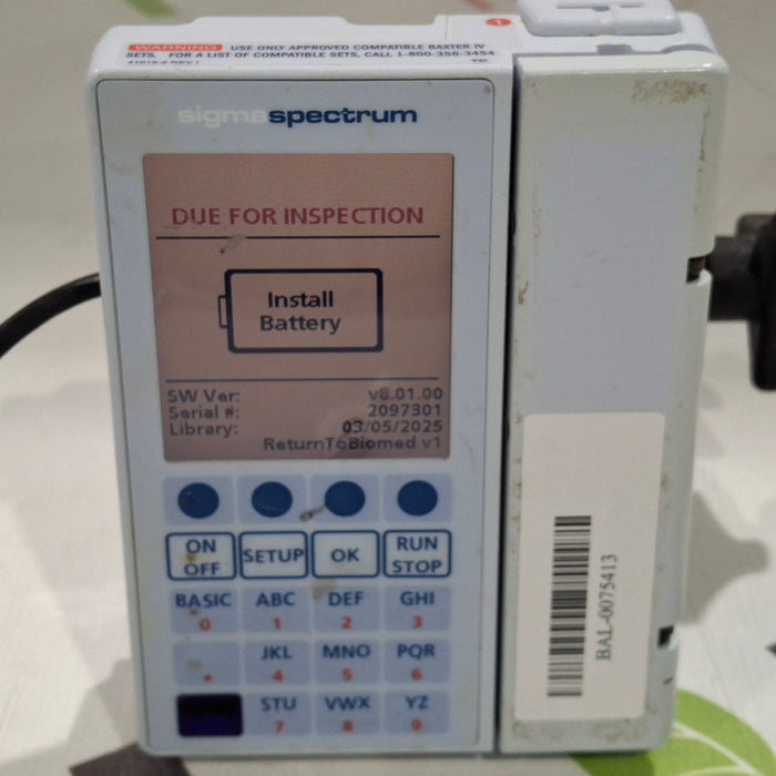 Baxter Baxter Sigma Spectrum 8.01.00 w/o Battery Infusion Pump Infusion Pump reLink Medical