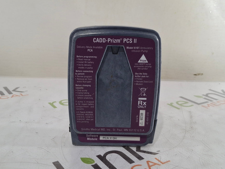 Smiths Medical Smiths Medical CADD Prizm PCS II 6101 Ambulatory Infusion Pump Infusion Pump reLink Medical