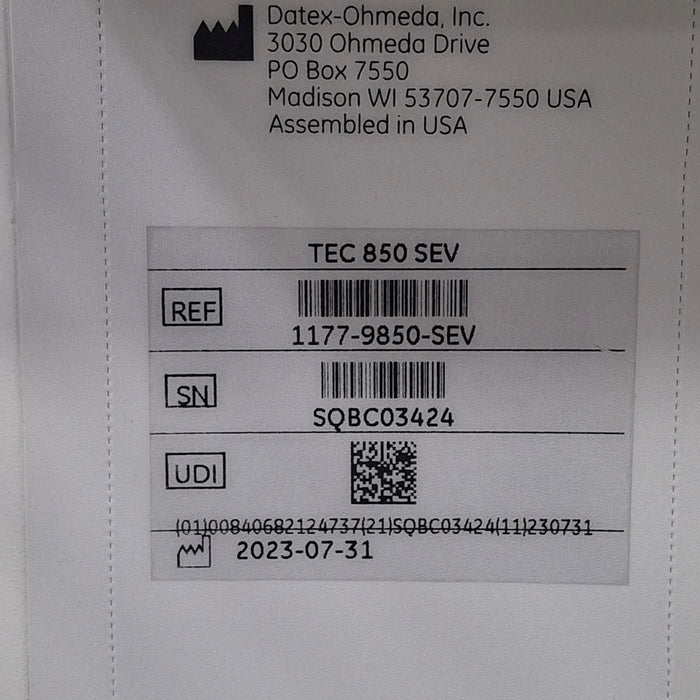 Datex-Ohmeda Tec 850 Sevoflurane Vaporizer