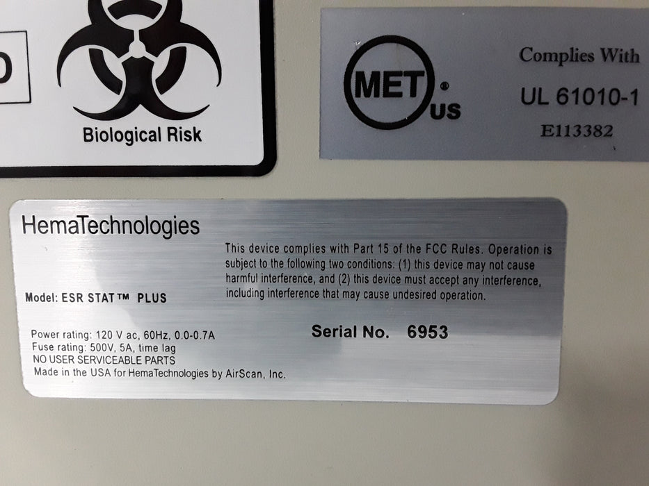 Hema Technology Inc Hema Technology Inc ESR Stat Plus Blood Analzyer Clinical Lab reLink Medical