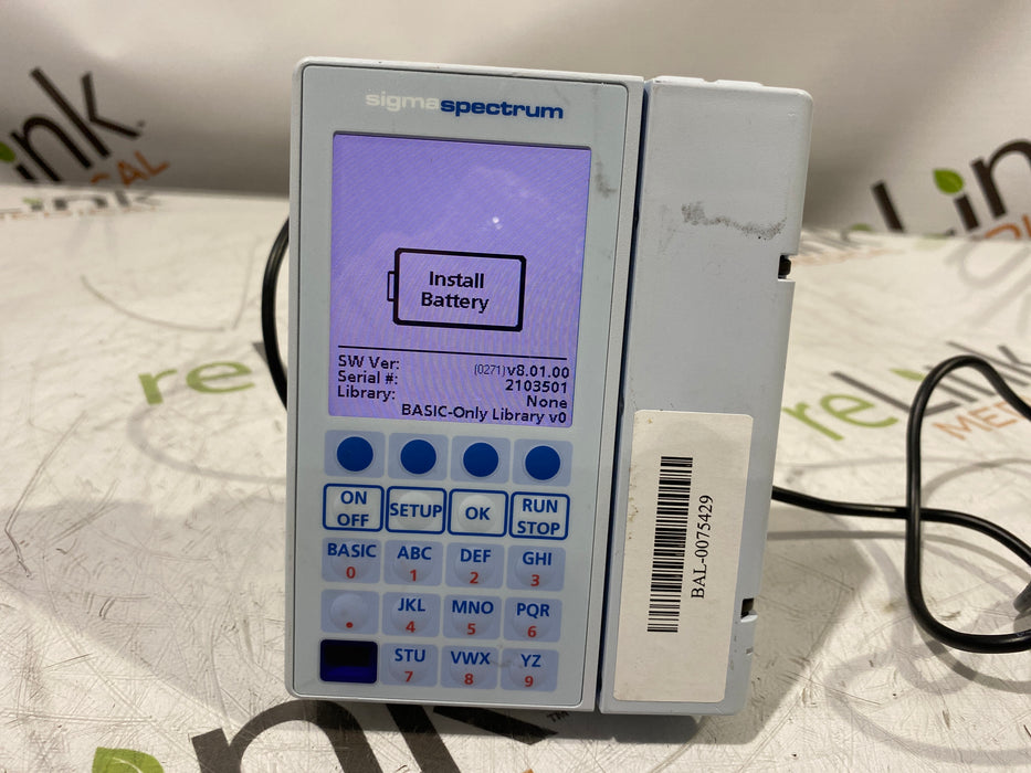 Baxter Baxter Sigma Spectrum 8.01.00 w/o Battery Infusion Pump Infusion Pump reLink Medical