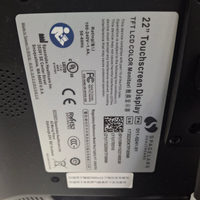 Spacelabs Healthcare Spacelabs Healthcare 011-0241 22" TFT LCD Monitor Patient Monitors reLink Medical