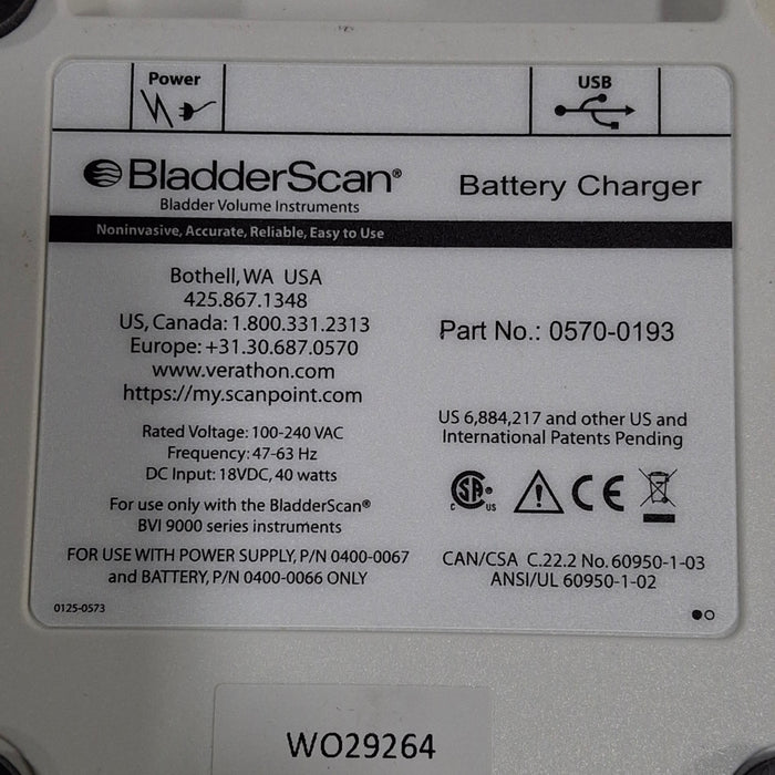 Verathon Medical, Inc Verathon Medical, Inc BladderScan 0570-0193 Battery Charger Surgical Equipment reLink Medical