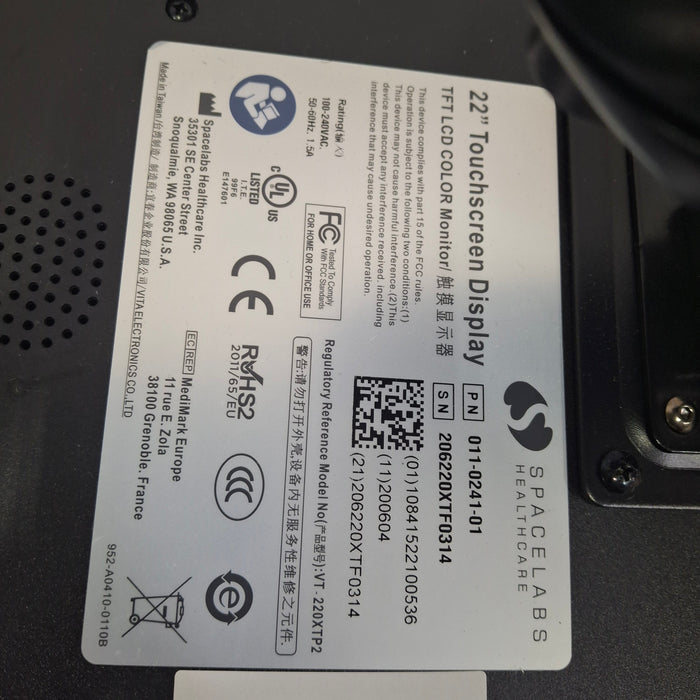 Spacelabs Healthcare Spacelabs Healthcare 011-0241 22" TFT LCD Monitor Patient Monitors reLink Medical