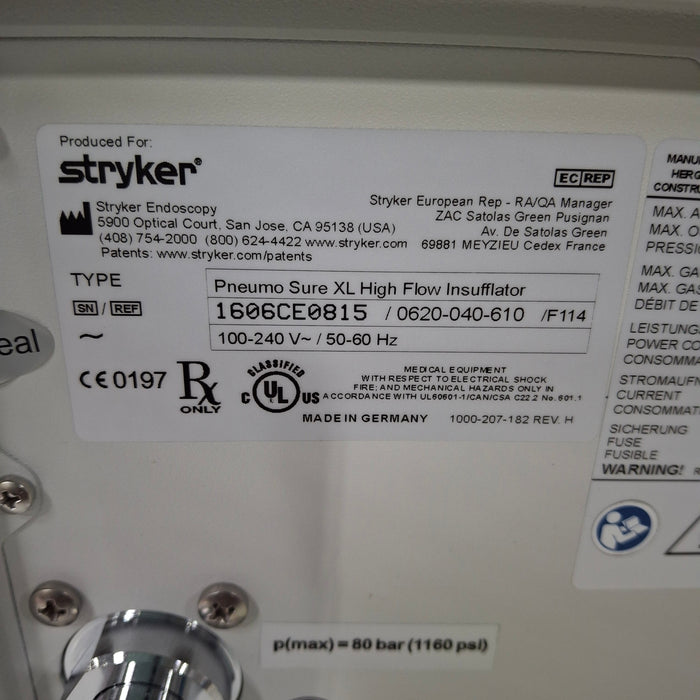 Stryker Stryker 620-040-610 Pneumo Sure XL High Flow Insufflator Rigid Endoscopy reLink Medical