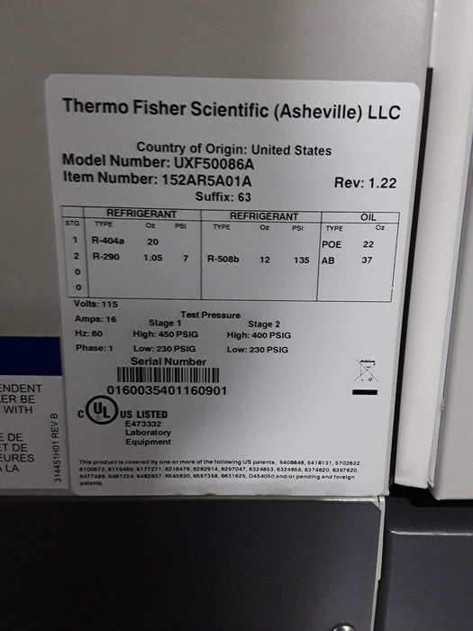 Thermo Scientific Thermo Scientific Revco EXF Cryogenic Freezer Research Lab reLink Medical