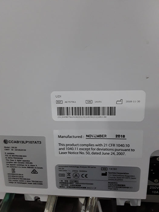 Sysmex Sysmex XN-20 Hematology Analyzer Clinical Lab reLink Medical