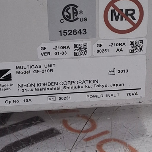 Nihon Kohden Nihon Kohden GF-210R Multigas Unit Patient Monitors reLink Medical