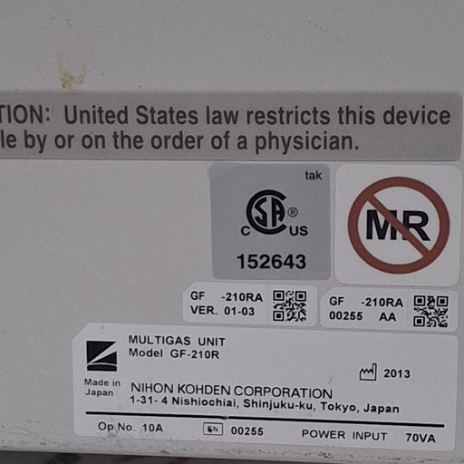Nihon Kohden Nihon Kohden GF-210R Multigas Unit Patient Monitors reLink Medical