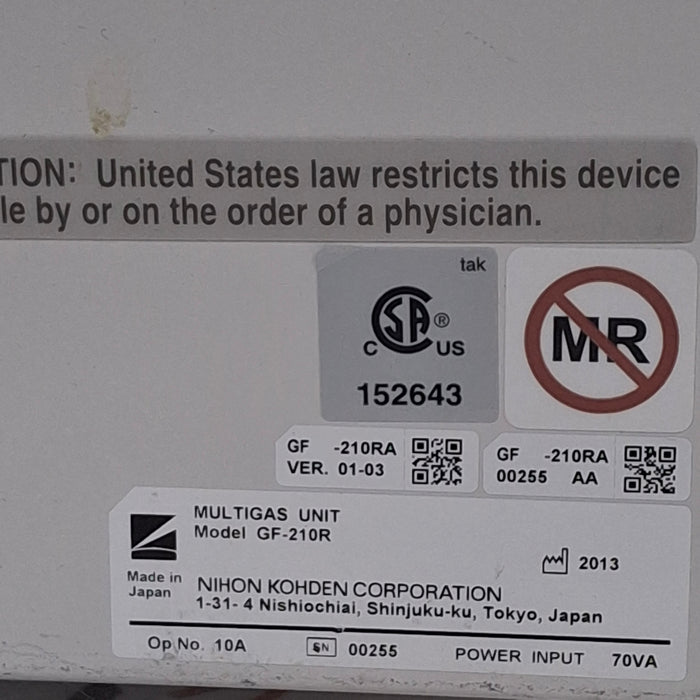 Nihon Kohden Nihon Kohden GF-210R Multigas Unit Patient Monitors reLink Medical