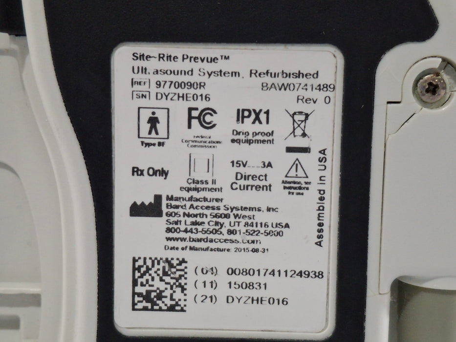 Bard Medical Site Rite Prevue Portable Ultrasound